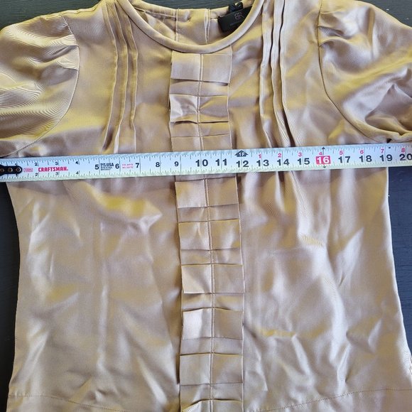 Banana Republic Ruffled Taupe Beige Silk Blouse - Picture 10 of 11